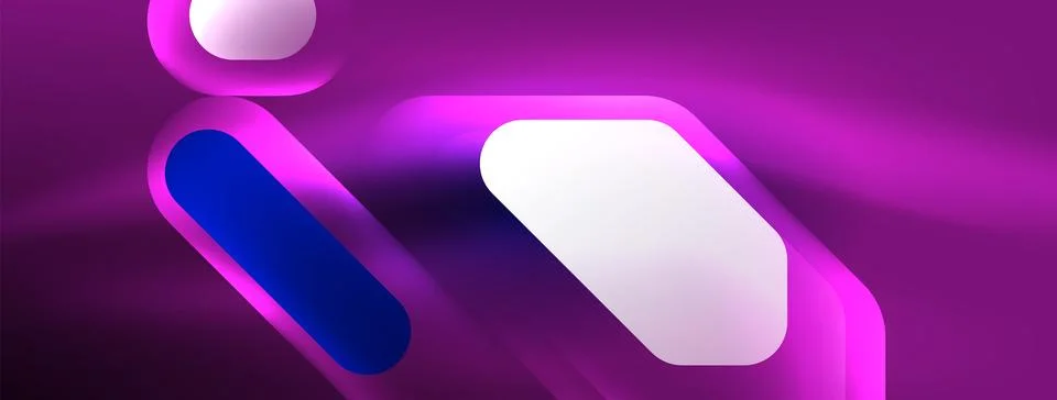 Glowing neon geometric elements abstract background. Neon light or laser show Illustrazione stock