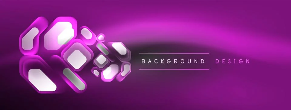 Glowing neon geometric elements abstract background. Neon light or laser show Stockillustratie