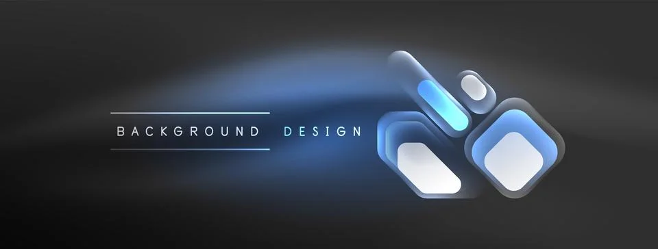 Glowing neon geometric elements abstract background. Neon light or laser show Stock Illustration
