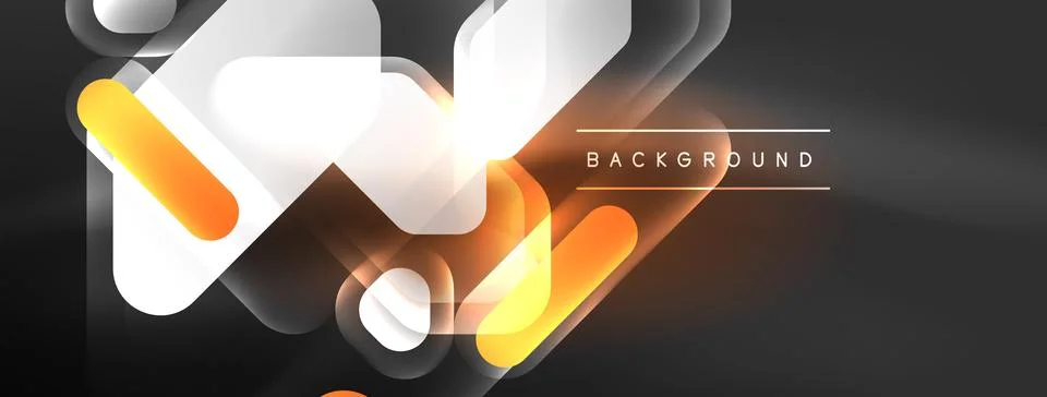 Glowing neon geometric elements abstract background. Neon light or laser show Illustrazione stock
