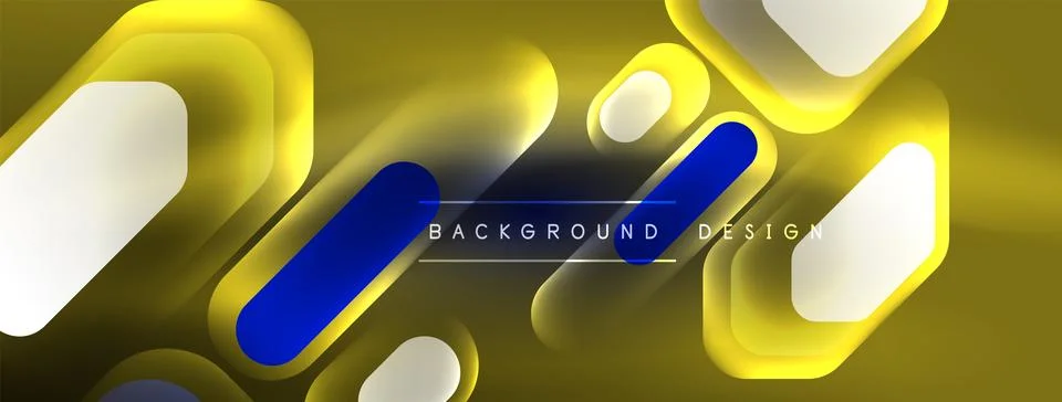 Glowing neon geometric elements abstract background. Neon light or laser show Stock Illustration