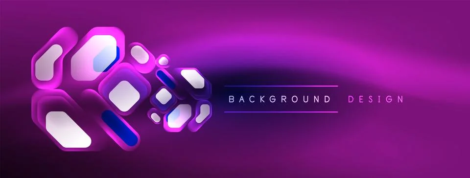Glowing neon geometric elements abstract background. Neon light or laser show 스톡 일러스트