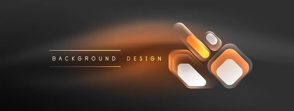Glowing neon geometric elements abstract background. Neon light or laser show Stock Illustration