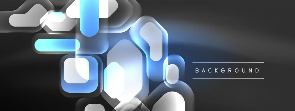 Glowing neon geometric elements abstract background. Neon light or laser show 스톡 일러스트
