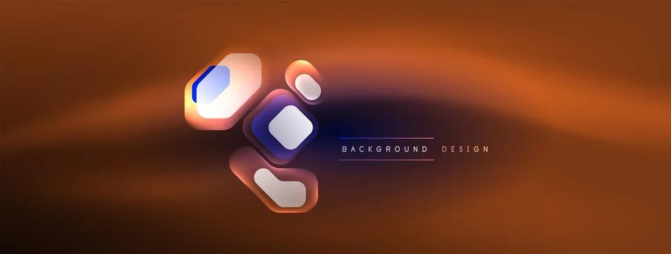 Glowing neon geometric elements abstract background. Neon light or laser show イラスト素材