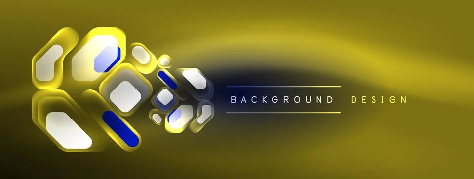 Glowing neon geometric elements abstract background. Neon light or laser show Stock Illustration