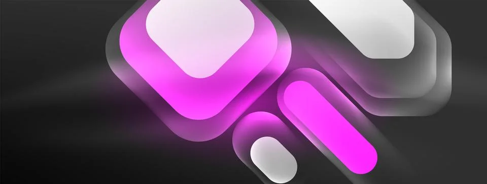 Glowing neon geometric elements abstract background. Neon light or laser show Stockillustratie