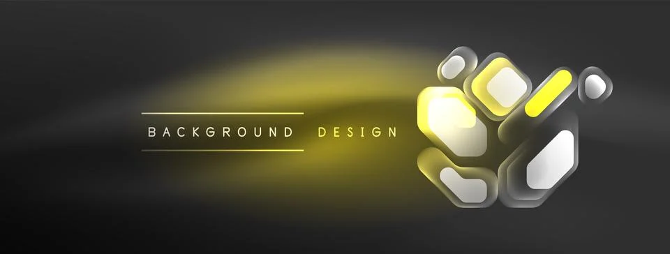 Glowing neon geometric elements abstract background. Neon light or laser show Illustrazione stock