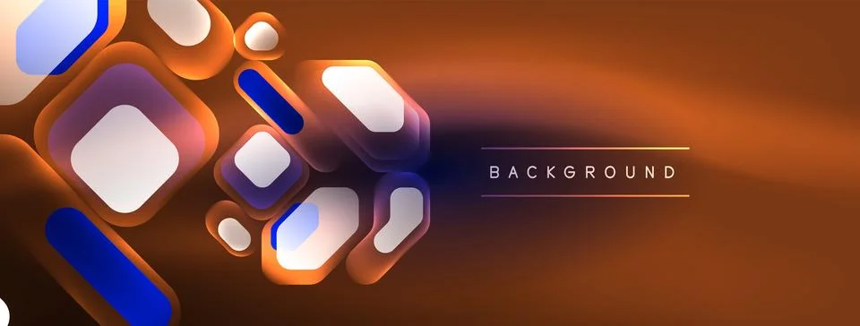 Glowing neon geometric elements abstract background. Neon light or laser show Stock Illustration