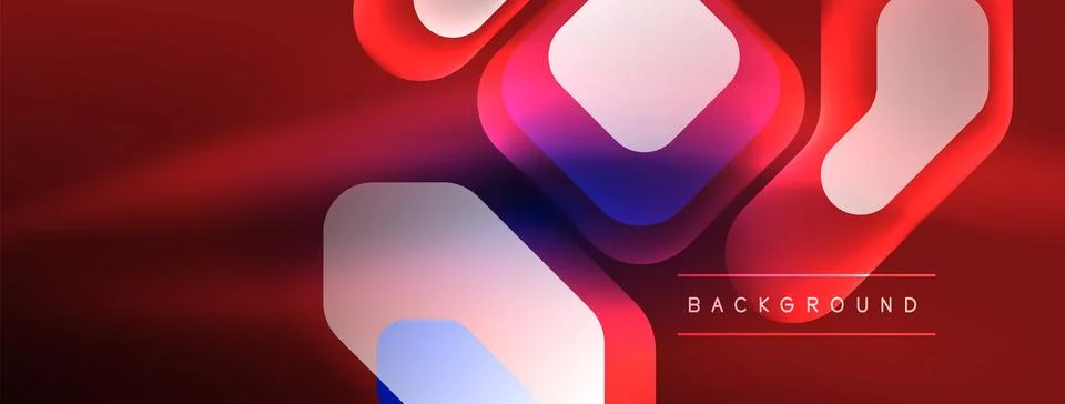 Glowing neon geometric elements abstract background. Neon light or laser show Illustrazione stock
