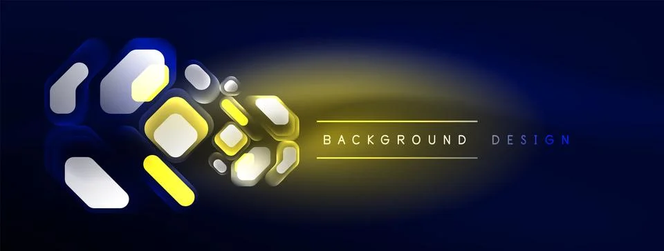 Glowing neon geometric elements abstract background. Neon light or laser show Illustrazione stock