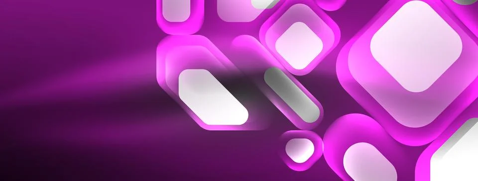 Glowing neon geometric elements abstract background. Neon light or laser show Illustrazione stock