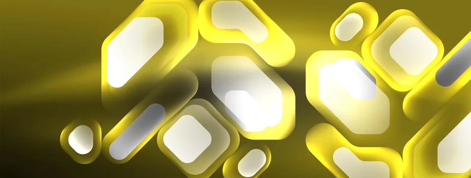 Glowing neon geometric elements abstract background. Neon light or laser show Illustrazione stock
