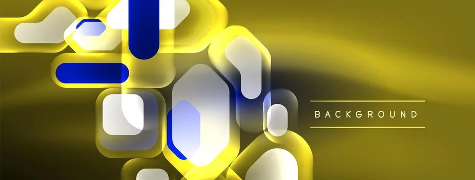 Glowing neon geometric elements abstract background. Neon light or laser show Illustrazione stock