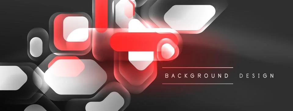 Glowing neon geometric elements abstract background. Neon light or laser show Illustrazione stock