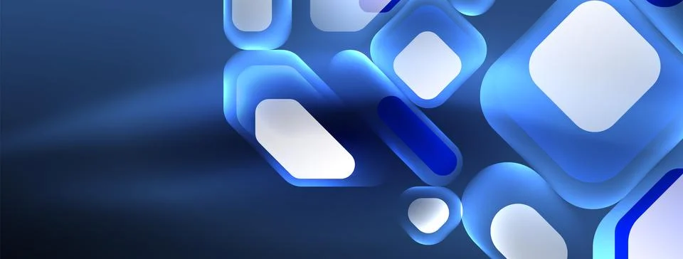 Glowing neon geometric elements abstract background. Neon light or laser show Illustrazione stock