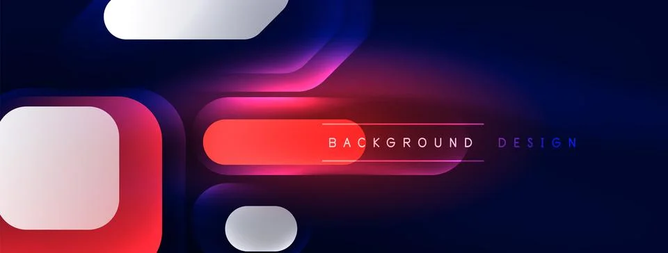 Glowing neon geometric elements abstract background. Neon light or laser show Stock Illustration