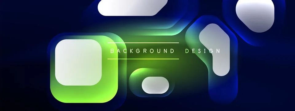 Glowing neon geometric elements abstract background. Neon light or laser show Illustrazione stock