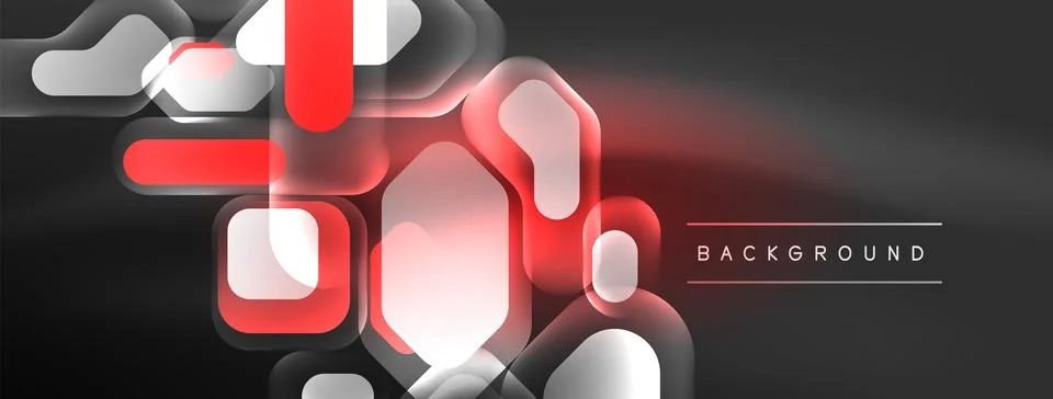 Glowing neon geometric elements abstract background. Neon light or laser show Illustrazione stock