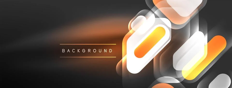 Glowing neon geometric elements abstract background. Neon light or laser show イラスト素材