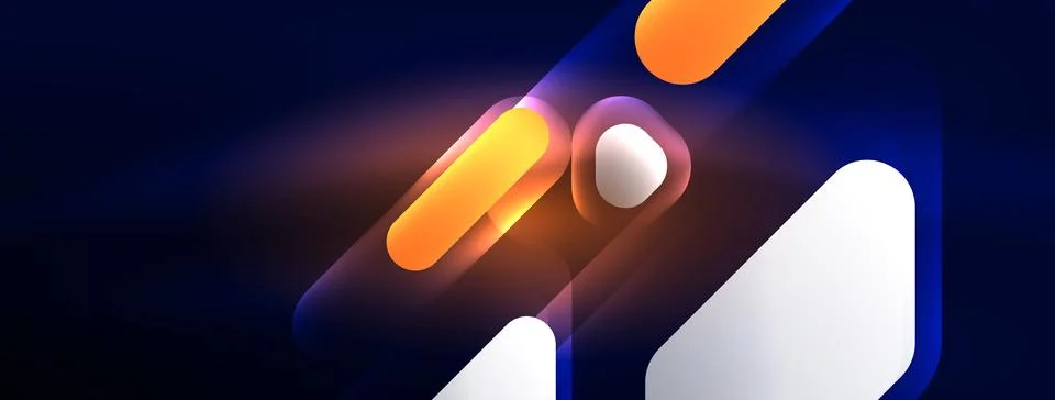 Glowing neon geometric elements abstract background. Neon light or laser show 스톡 일러스트