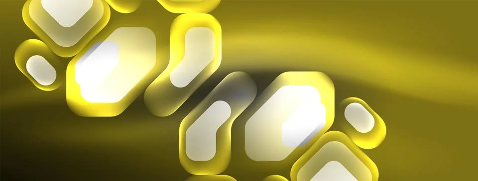 Glowing neon geometric elements abstract background. Neon light or laser show Stock Illustration