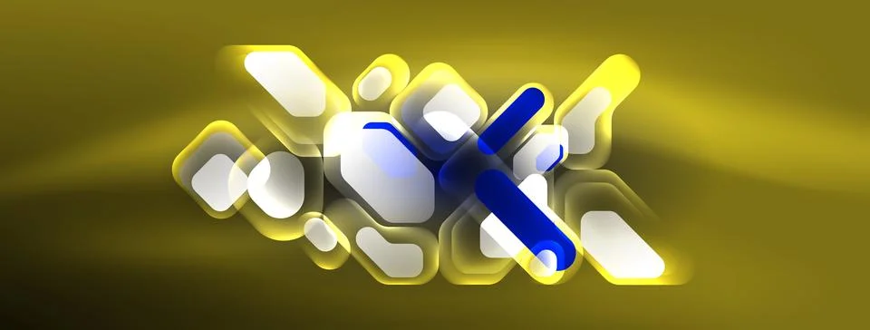 Glowing neon geometric elements abstract background. Neon light or laser show 스톡 일러스트