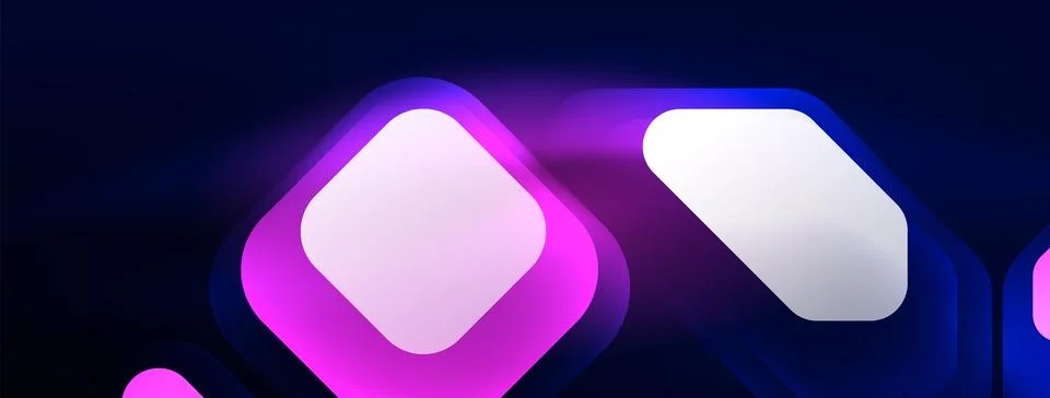 Glowing neon geometric elements abstract background. Neon light or laser show Illustrazione stock