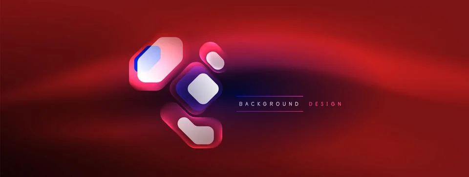 Glowing neon geometric elements abstract background. Neon light or laser show Stock Illustration