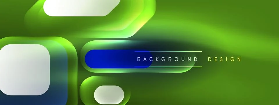 Glowing neon geometric elements abstract background. Neon light or laser show Illustrazione stock