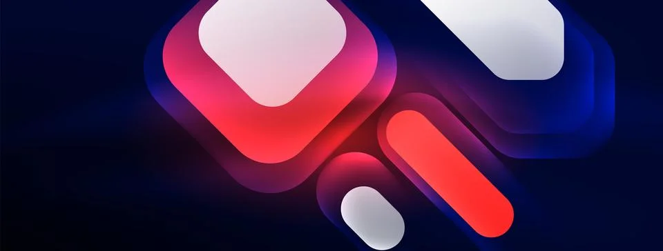 Glowing neon geometric elements abstract background. Neon light or laser show 스톡 일러스트