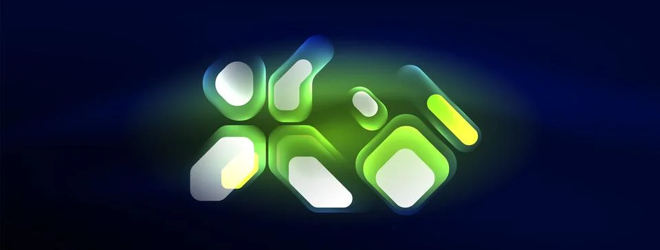 Glowing neon geometric elements abstract background. Neon light or laser show Stockillustratie