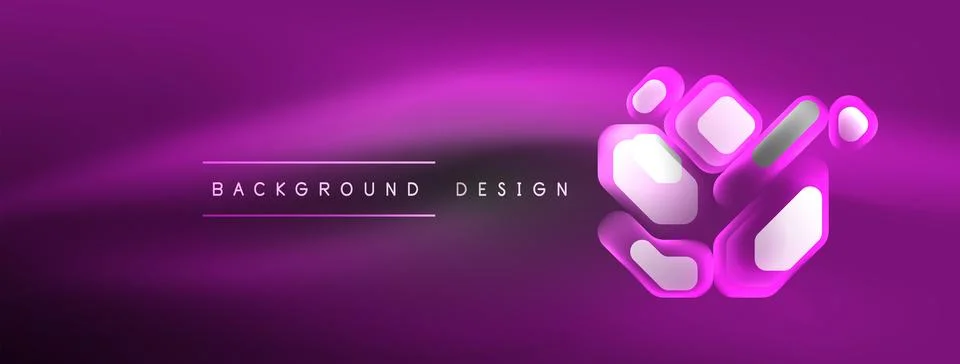 Glowing neon geometric elements abstract background. Neon light or laser show Stock Illustration