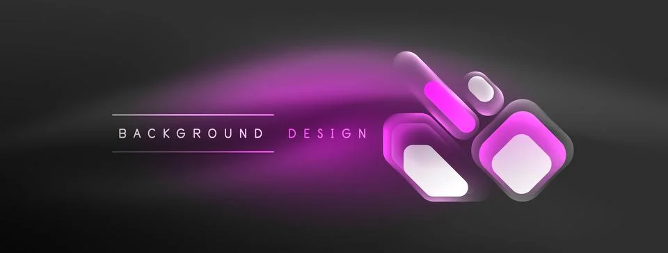 Glowing neon geometric elements abstract background. Neon light or laser show Stock Illustration