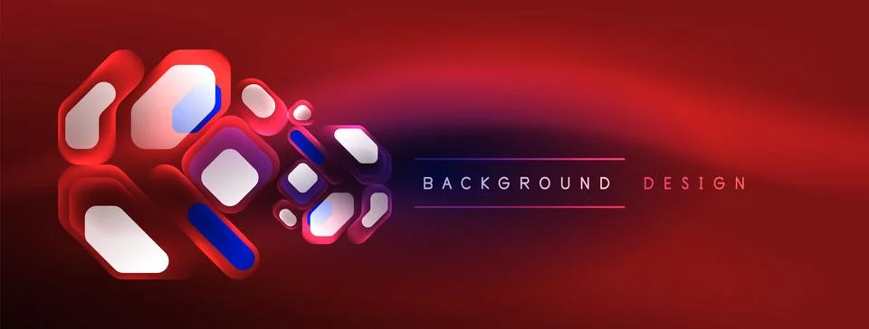 Glowing neon geometric elements abstract background. Neon light or laser show イラスト素材