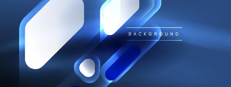 Glowing neon geometric elements abstract background. Neon light or laser show イラスト素材