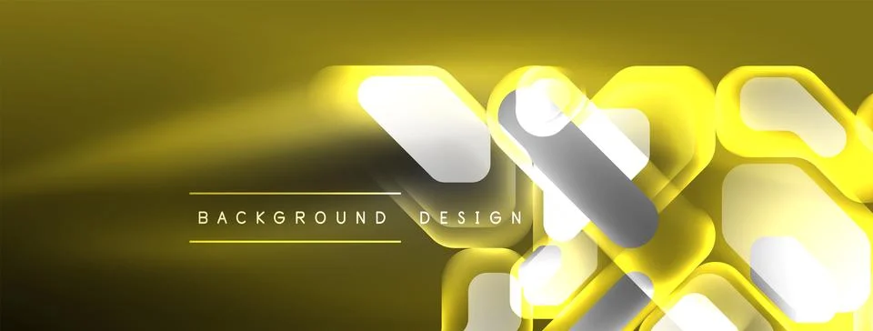 Glowing neon geometric elements abstract background. Neon light or laser show Stock Illustration