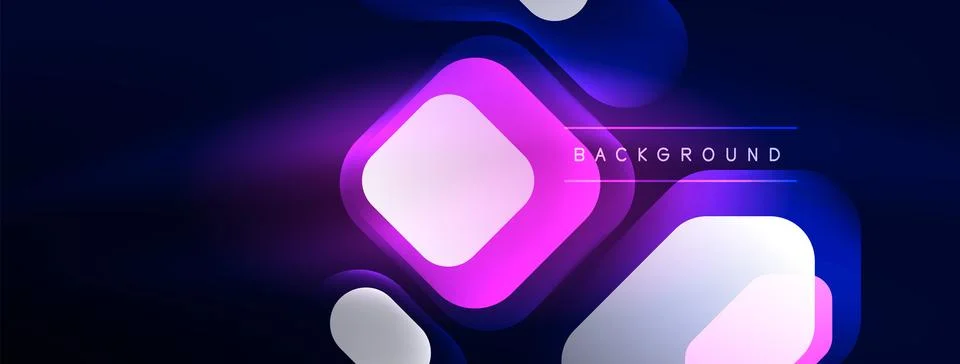 Glowing neon geometric elements abstract background. Neon light or laser show Stock Illustration