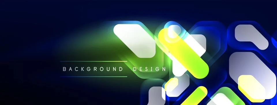 Glowing neon geometric elements abstract background. Neon light or laser show 스톡 일러스트