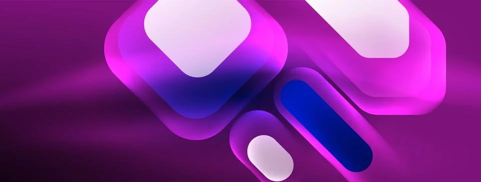 Glowing neon geometric elements abstract background. Neon light or laser show Stock Illustration