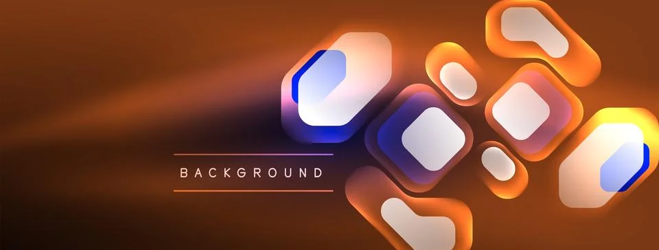 Glowing neon geometric elements abstract background. Neon light or laser show 스톡 일러스트