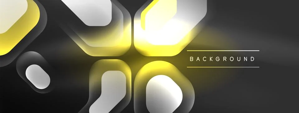 Glowing neon geometric elements abstract background. Neon light or laser show Stock Illustration