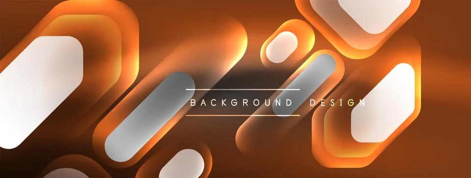 Glowing neon geometric elements abstract background. Neon light or laser show Stock Illustration