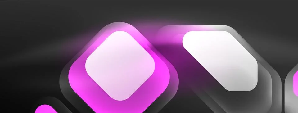 Glowing neon geometric elements abstract background. Neon light or laser show Stock Illustration