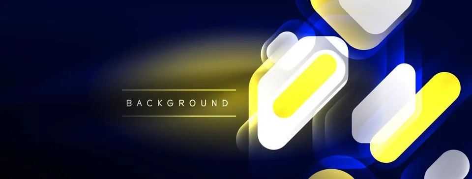 Glowing neon geometric elements abstract background. Neon light or laser show Illustrazione stock