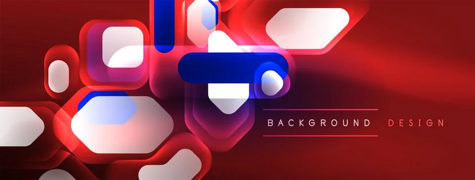 Glowing neon geometric elements abstract background. Neon light or laser show Illustrazione stock