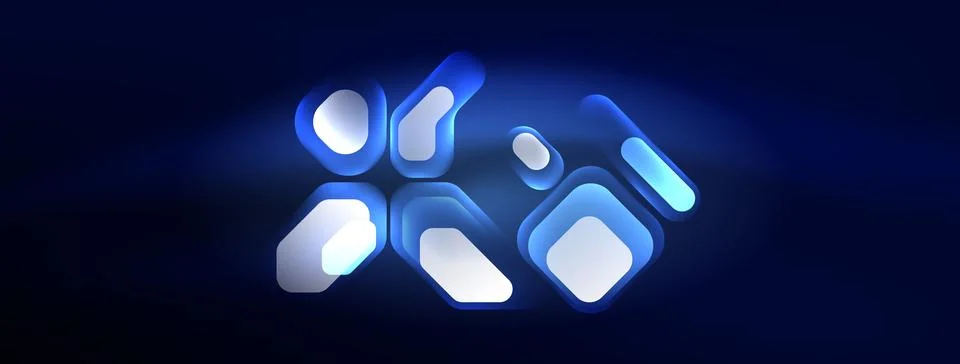 Glowing neon geometric elements abstract background. Neon light or laser show 스톡 일러스트
