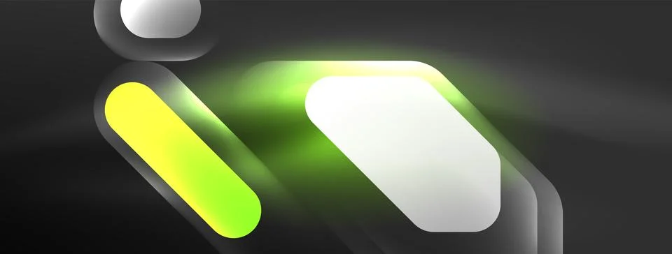 Glowing neon geometric elements abstract background. Neon light or laser show Illustrazione stock