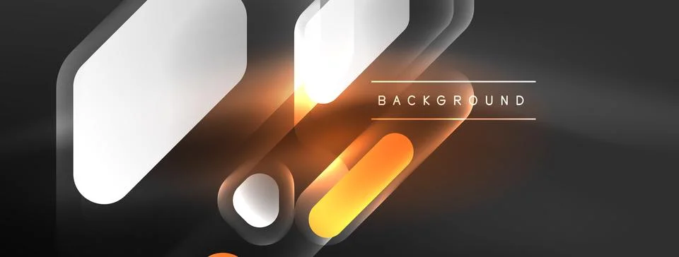 Glowing neon geometric elements abstract background. Neon light or laser show Stockillustratie
