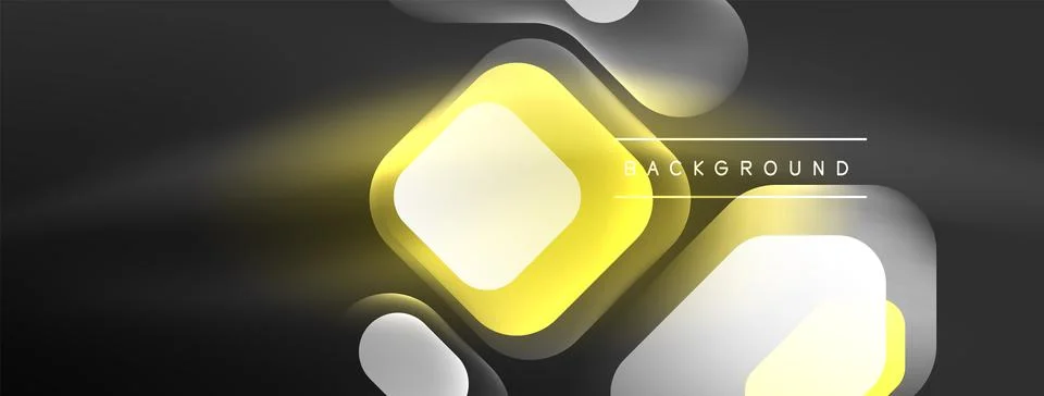Glowing neon geometric elements abstract background. Neon light or laser show Stock Illustration